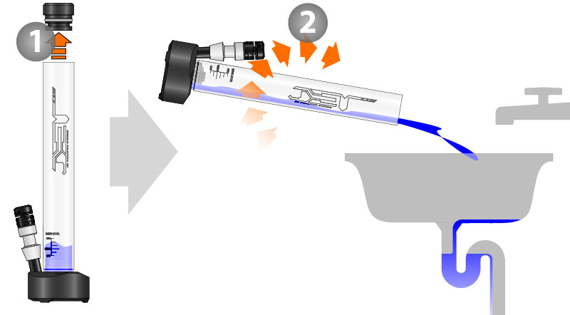 Removing water from waterpipe by pouring from top with mouthpiece removed